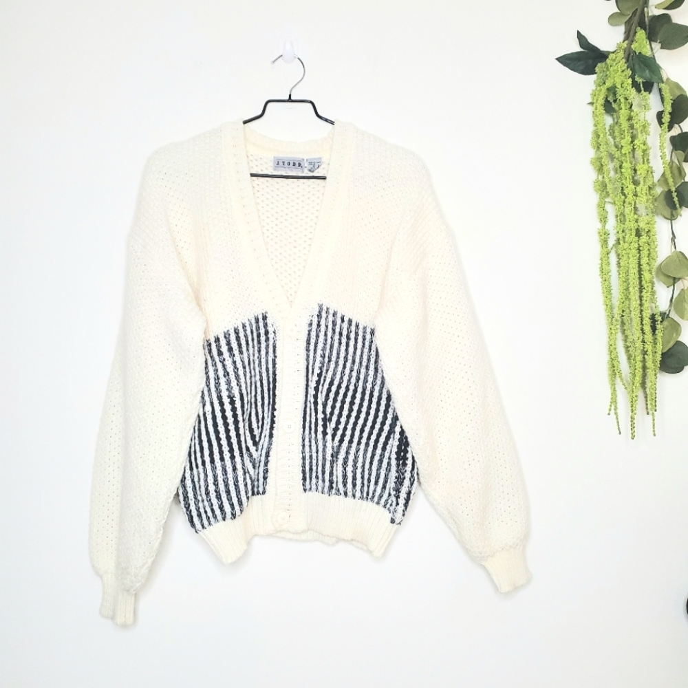 Elegant Cream and Black Women's Sweater